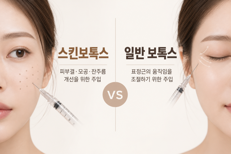 스킨보톡스와 일반 보톡스, 주입 목적이 다른 이유｜피부결·모공·주름 효과 비교