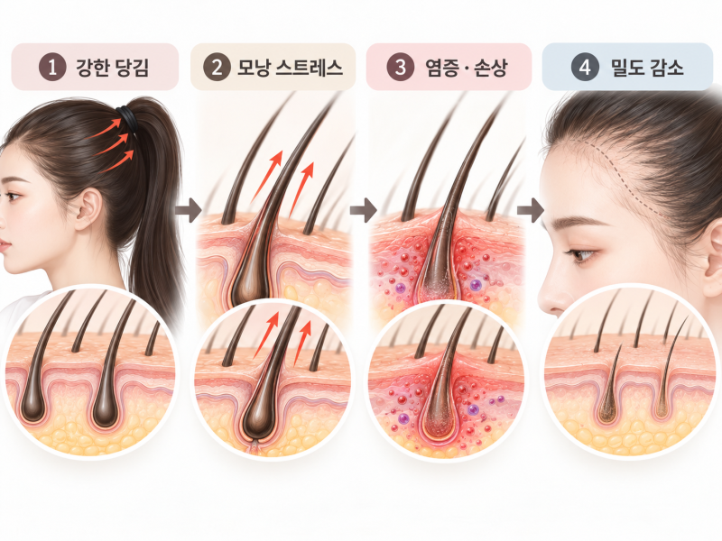 머리를 꽉 묶으면 정말 탈모가 생길까? 견인성 탈모의 원인과 회복 가능성 | 선릉역 탈모병원